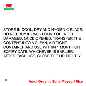 Amul Organic Sonamsoori Rice, 1 kg